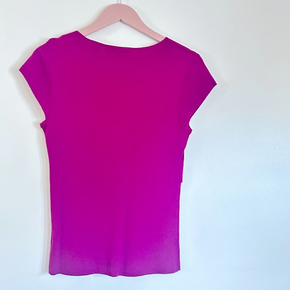 Dana Buchman Magenta Silk/Cashmere Cap Sleeve with Tie Front Sweater Size Large - Picture 4 of 9